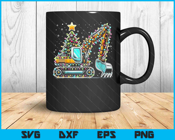 Construction Excavator Christmas Tree Light SVG PNG Digital Printable Files