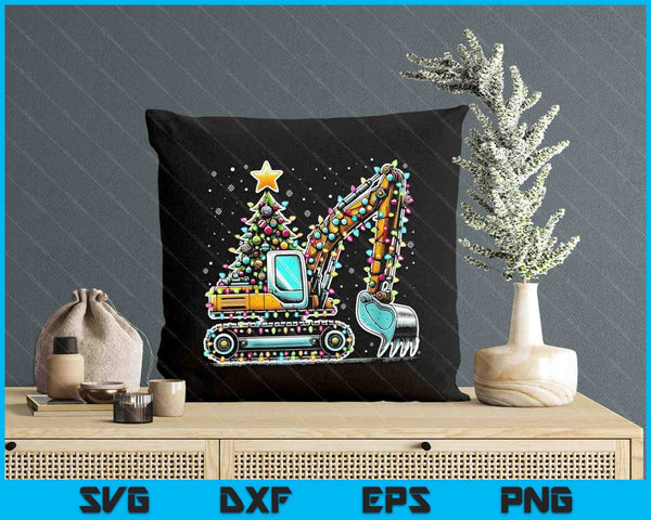 Construction Excavator Christmas Tree Light SVG PNG Digital Printable Files