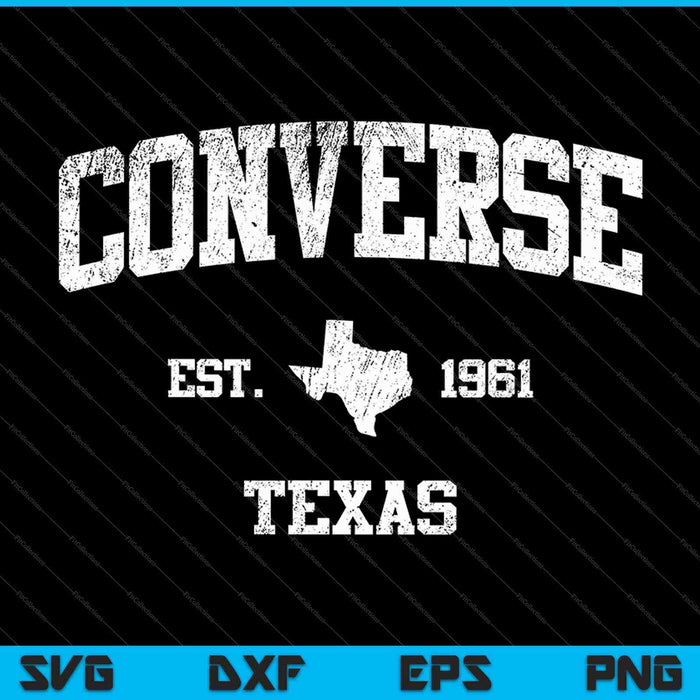 Converse Texas TX Vintage Athletic Sports Design SVG PNG Cortar archivos imprimibles
