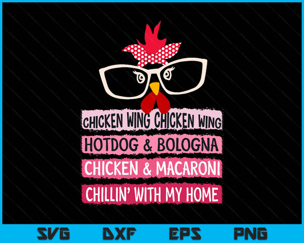 Cooked chicken wing hot dog Bologna macaroni SVG PNG cut file for Cricut