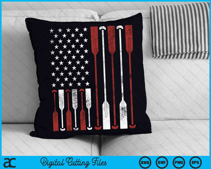 Cool American Flag Rowing Oar Funny Paddle Lover Rowers SVG PNG Digital Cutting Files