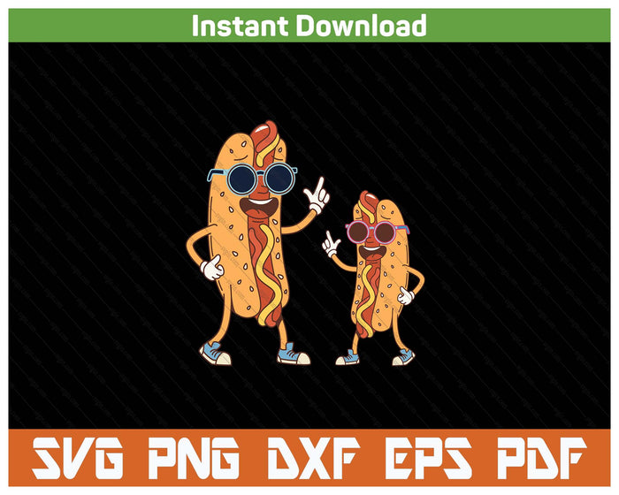 Cool Hot Dog Sausage With Sunglasses BBQ SVG PNG