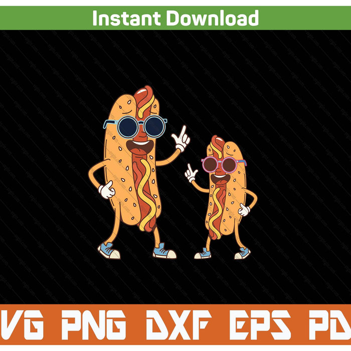 Cool hot dog sausage with sunglasses BBQ SVG cut file