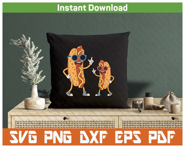 Cool Hot Dog Sausage With Sunglasses BBQ SVG PNG