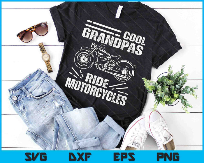 Coole opa's rijden motorfietsen SVG PNG snijden afdrukbare bestanden