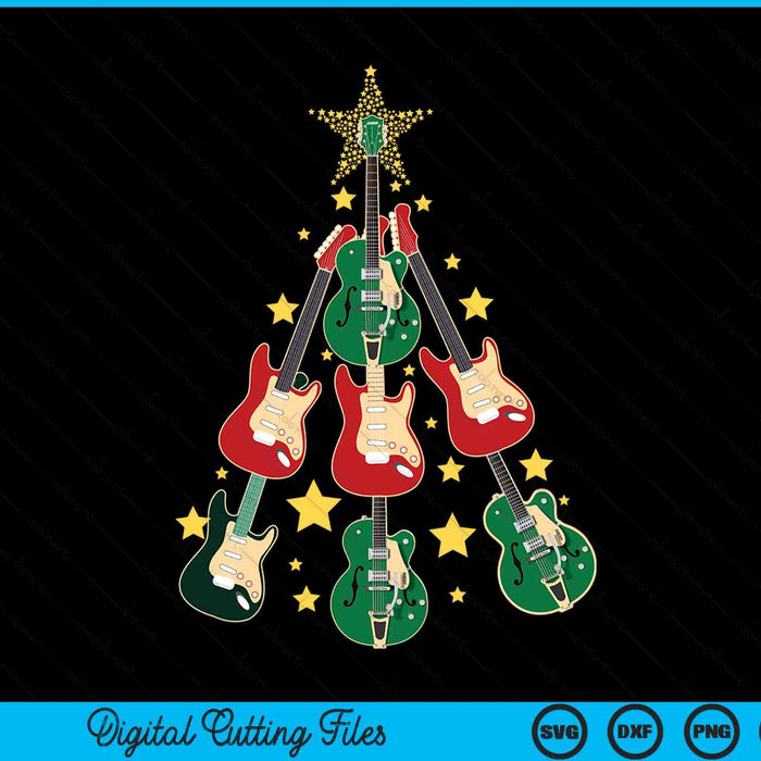 Cool guitar Christmas tree guitar lovers SVG cut file