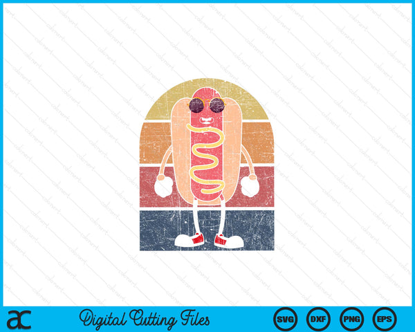 Cool hot dog fast food sunglasses weiner foodie retro hotdog SVG cut file
