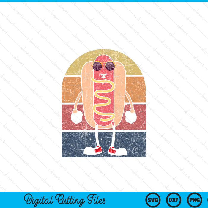 Cool hot dog fast food sunglasses weiner foodie retro hotdog SVG PNG cut file for Cricut