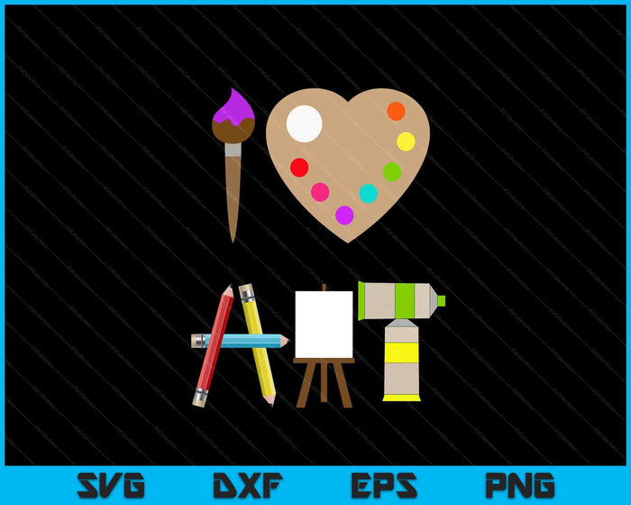 Cool I Love Art Fun Colorful Future Artist And Crafts Tee SVG PNG Digital Printable Files