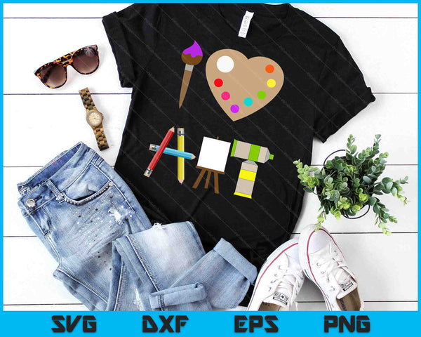 Cool I Love Art Fun Colorful Future Artist And Crafts Tee SVG PNG Digital Printable Files