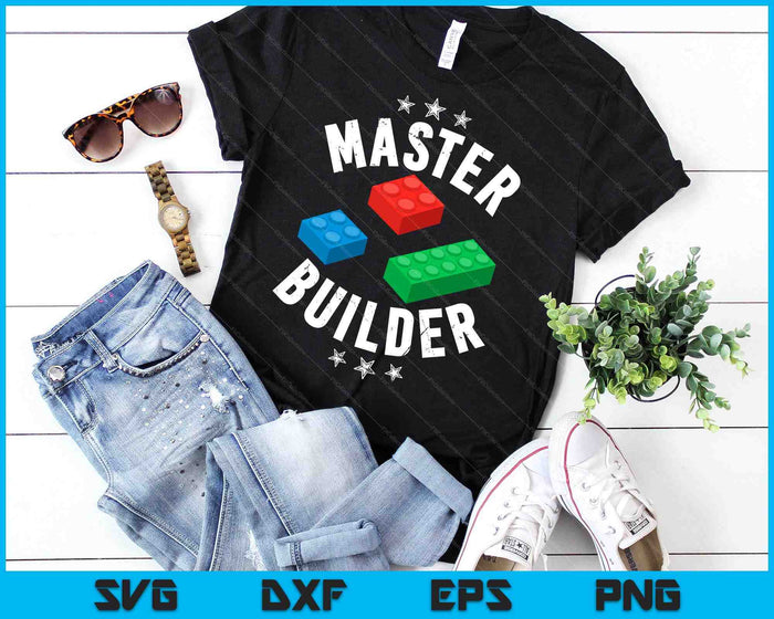 Cool Master Builder Funny Building Blocks SVG PNG Digital Cutting Files