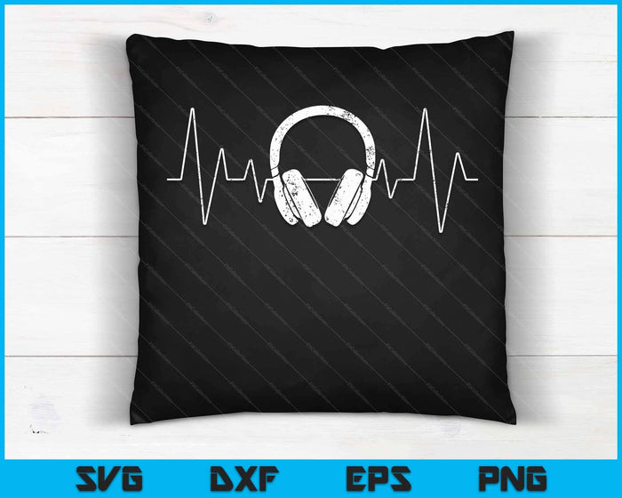 Cool Music Lover Productor DJ Heartbeat Auriculares SVG PNG Cortar archivos imprimibles