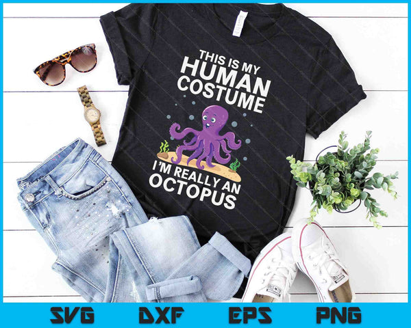 Cool Octopus For Men Women Ocean Sea Animal Human Costume SVG PNG Digital Cutting Files