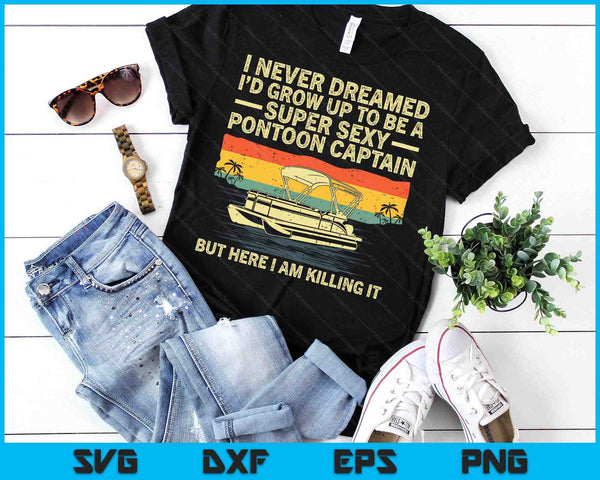 Cool Pontoon Captain Art For Men Women Pontoon Boat Owners SVG PNG Digital Printable Files