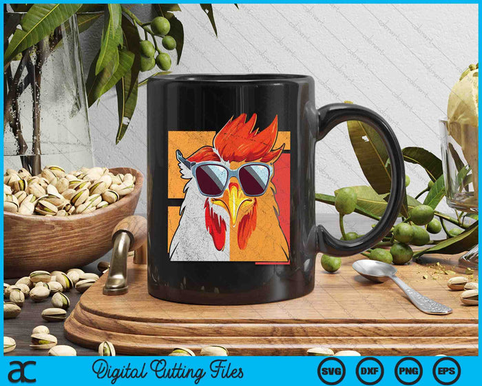 Cool Rooster Wearing Sunglasses Retro Vintage Chicken SVG PNG Digital Cutting File
