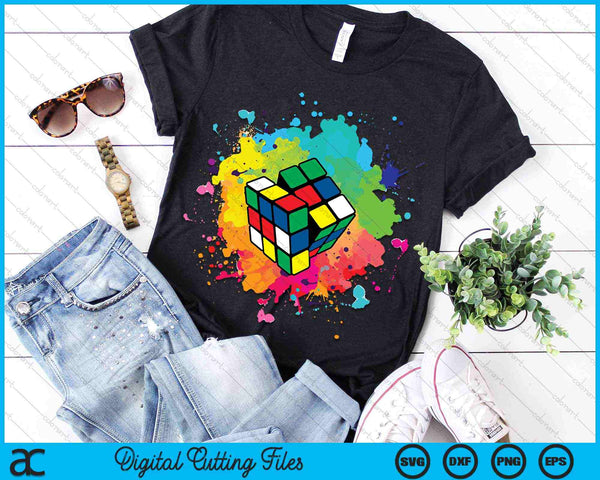 Cool Rubiks Cube Player Watercolor Lovers SVG PNG Digital Cutting Files