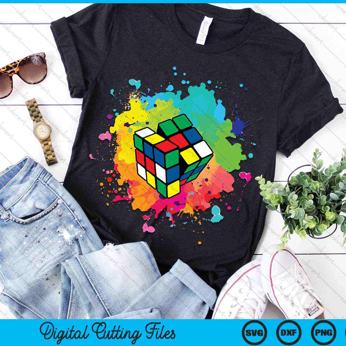 Cool Rubiks Cube Player aquarel liefhebbers SVG PNG digitale snijbestanden