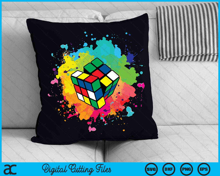Cool Rubiks Cube Player aquarel liefhebbers SVG PNG digitale snijbestanden