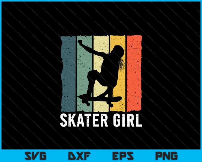Cool Skater Art vrouwen meisjes skateboarden skateboard schaatsen SVG PNG digitale snijbestanden