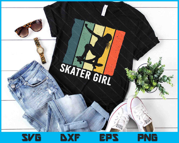 Cool Skater Art Women Girls Skateboarding Skateboard Skating SVG PNG Digital Cutting Files