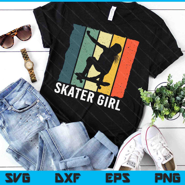 Cool Skater Art vrouwen meisjes skateboarden skateboard schaatsen SVG PNG digitale snijbestanden