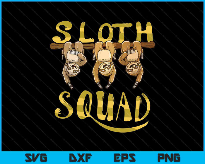 Cool Sloth Squad  Funny Lazy Slow Animal Lover Group Gift SVG PNG Digital Printable Files