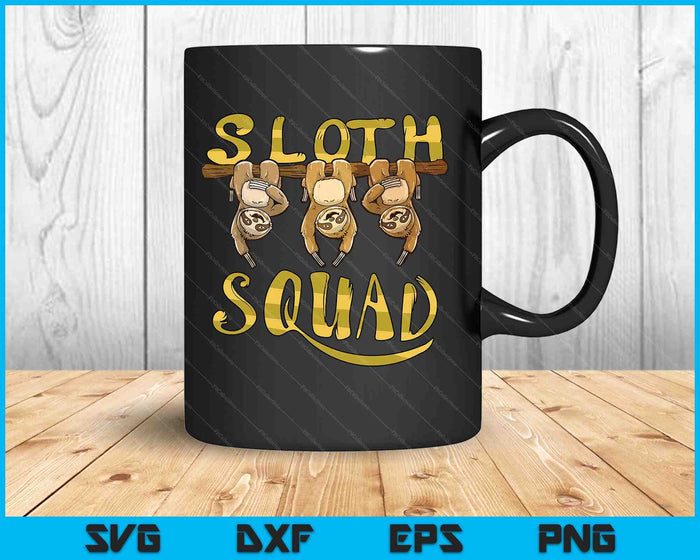 Cool Sloth Squad  Funny Lazy Slow Animal Lover Group Gift SVG PNG Digital Printable Files