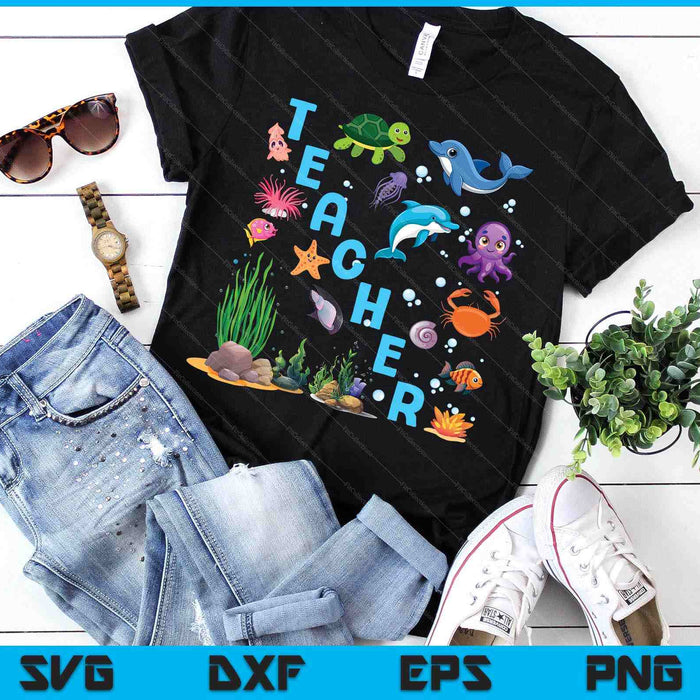 Cool Teacher Ocean Sea Animals Creatures SVG PNG Digital Printable Files