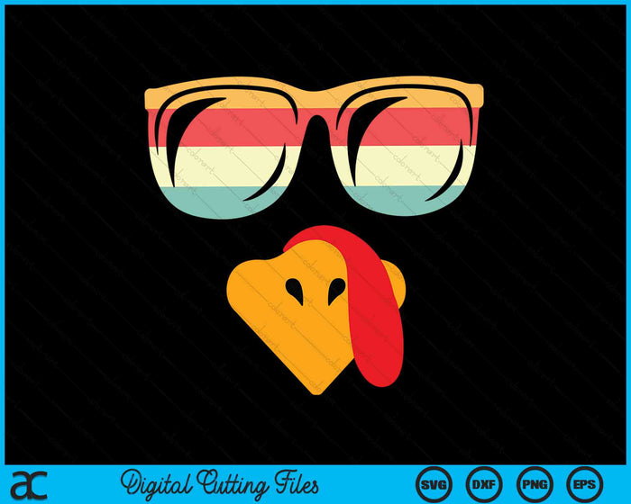 Cool Turkije gezicht met zonnebril grappige Thanksgiving SVG PNG digitale snijbestanden