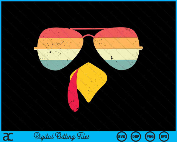 Cool turkey face with sunglasses Thanksgiving SVG cut file