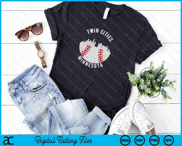 Cool Twin Cities Minnesota MN Baseball Skyline SVG PNG Cutting Printable Files - on a t-shirt