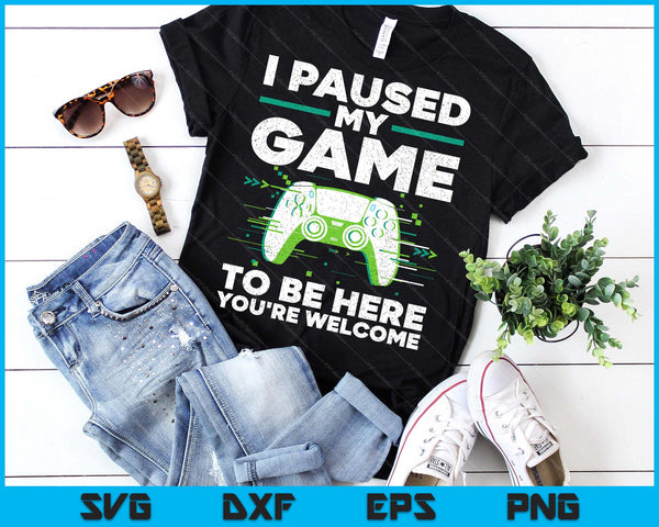 Cool Video Gamer For Men Boys Kids Game Paused Gaming Gamers SVG PNG Digital Printable Files