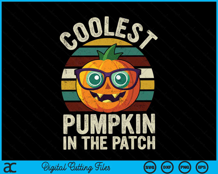 Coolest Pumpkin In The Patch Halloween Retro Style SVG PNG Digital Cutting Files