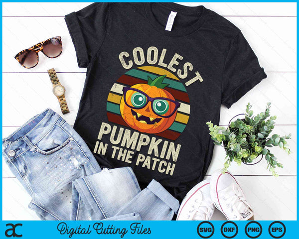 Coolest Pumpkin In The Patch Halloween Retro Style SVG PNG Digital Cutting Files