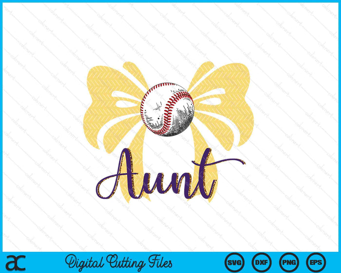 Coquette Blue Bow Baseball Aunt SVG PNG Digital Printable Files