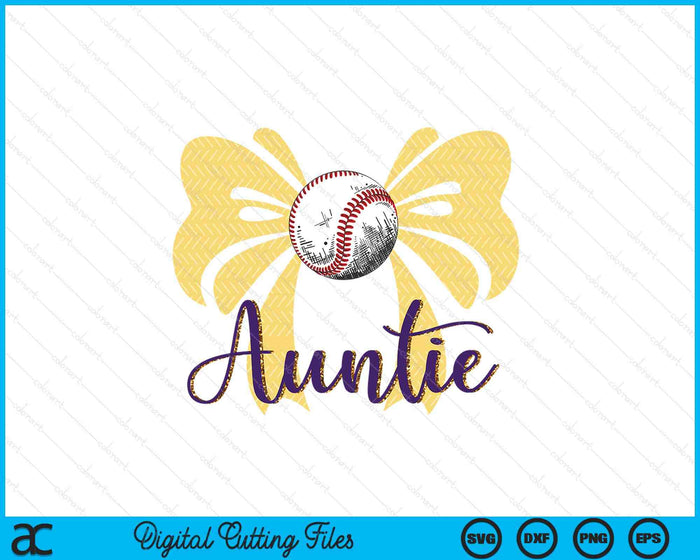 Coquette Blue Bow Baseball Auntie SVG PNG Digital Printable Files