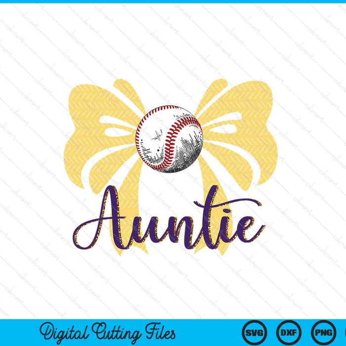 Coquette Blue Bow Baseball Auntie SVG PNG Digital Printable Files