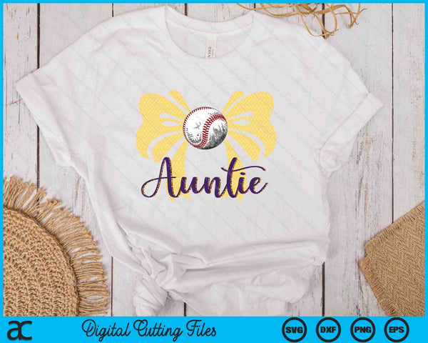 Coquette Blue Bow Baseball Auntie SVG PNG Digital Printable Files - on a t-shirt