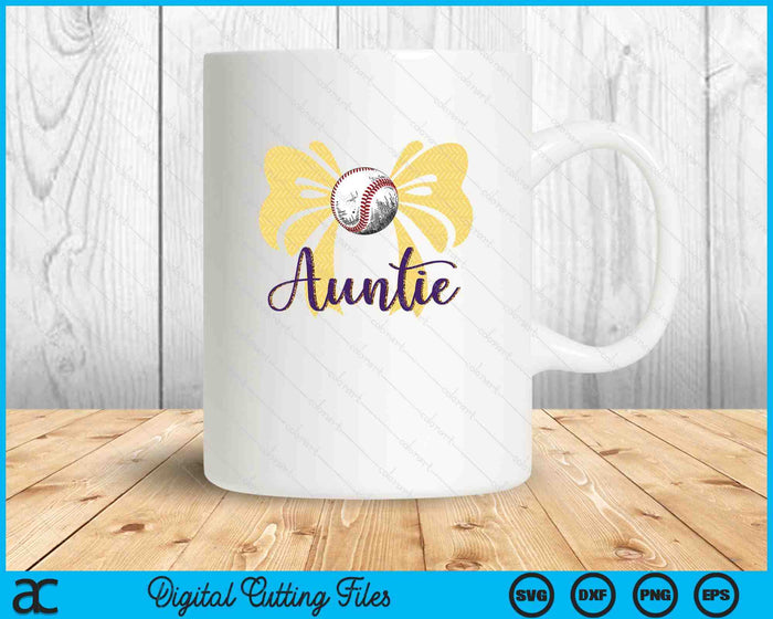 Coquette Blue Bow Baseball Auntie SVG PNG Digital Printable Files