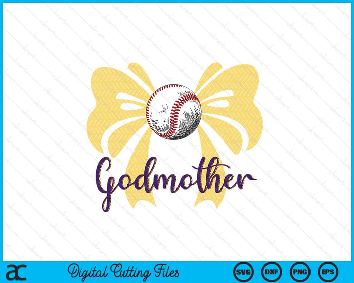 Coquette Blue Bow Baseball Godmother SVG PNG Digital Printable Files