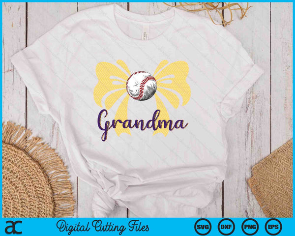 Coquette Blue Bow Baseball Grandma SVG PNG Digital Printable Files - on a t-shirt