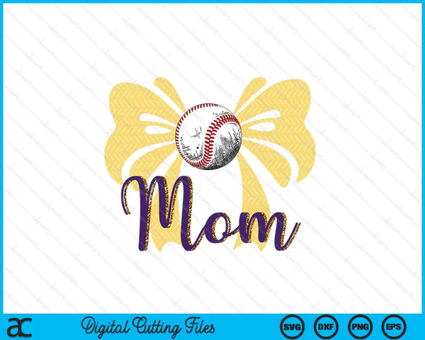 Coquette Blue Bow Baseball Mom SVG PNG Digital Printable Files