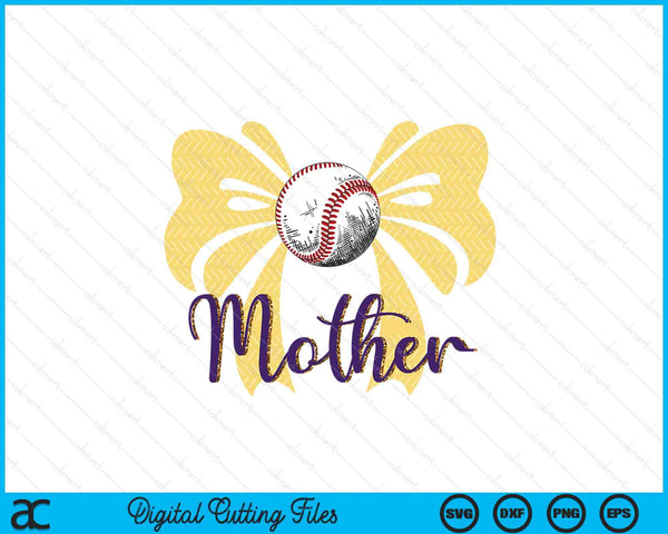 Coquette Blue Bow Baseball Mother SVG PNG Digital Printable Files