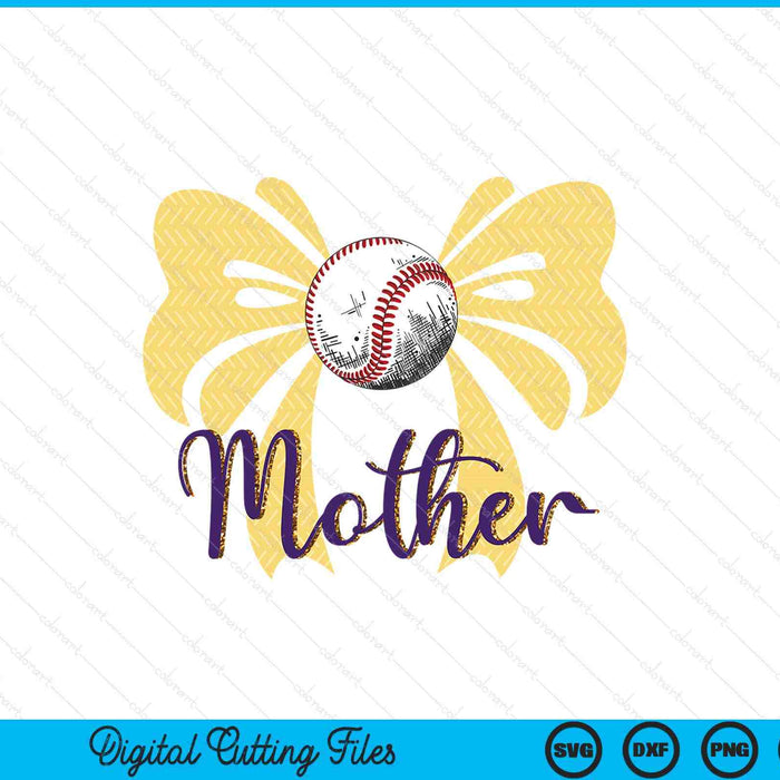 Coquette Blue Bow Baseball Mother SVG PNG Digital Printable Files