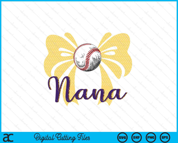 Coquette Blue Bow Baseball Nana SVG PNG Digital Printable Files