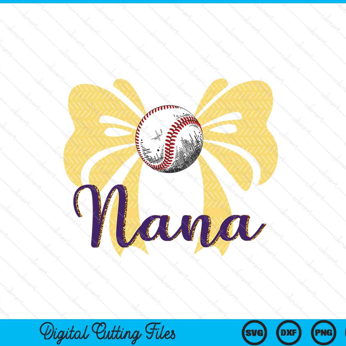 Coquette Blue Bow Baseball Nana SVG PNG Digital Printable Files