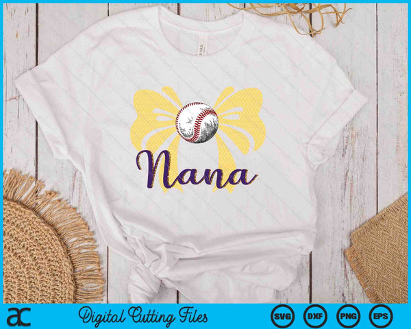 Coquette Blue Bow Baseball Nana SVG PNG Digital Printable Files - on a t-shirt