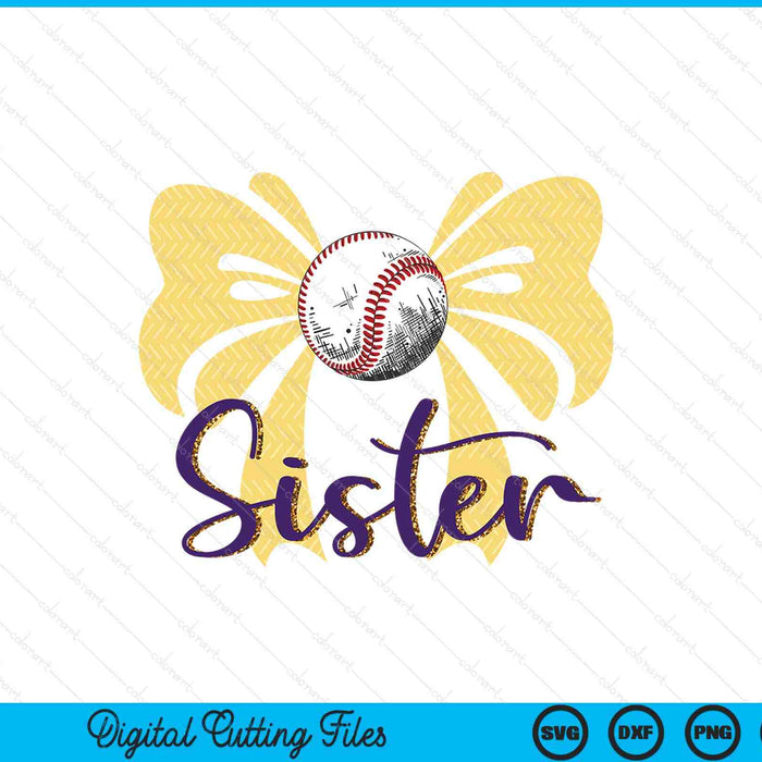 Coquette Blue Bow Baseball Sister SVG PNG Digital Printable Files