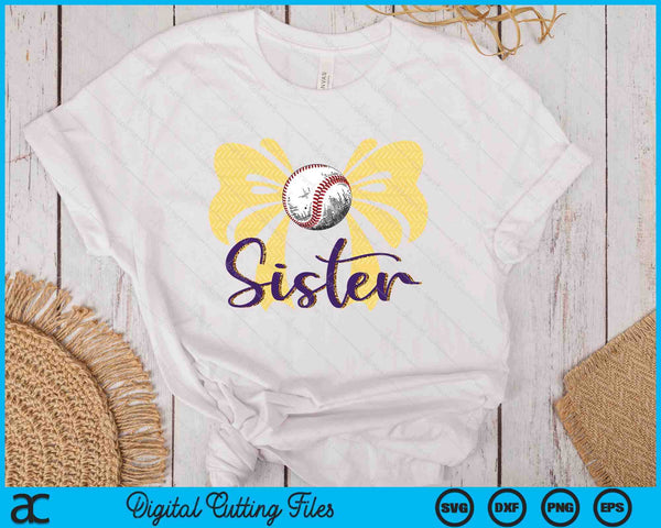 Coquette Blue Bow Baseball Sister SVG PNG Digital Printable Files - on a t-shirt