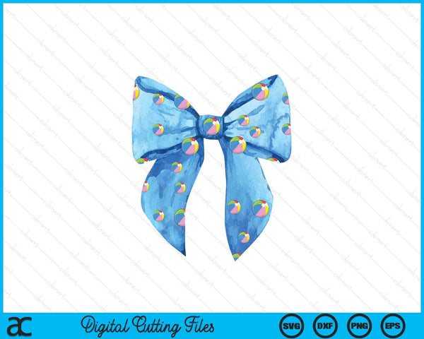 Coquette Blue Bow Beach Ball SVG PNG Digital Printable Files